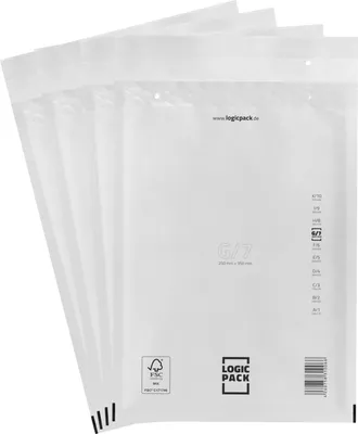 Produktbild von LOGIC PACK 10 Luftpolsterumschläge Versandtaschen G7 250 x 350 mm Weiß Luftpolstertaschen für DIN A4