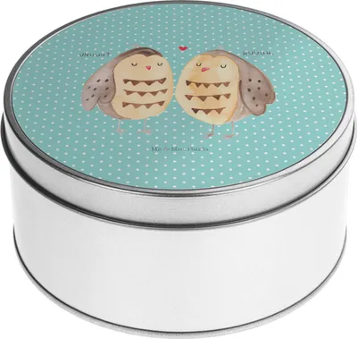 Produktbild von Mr. & Mrs. Panda zuckerdose Eulen Liebe - Türkis Pastell - Geschenk, Eule, keksdosen, Vorratsdosen, Metallbox, Keksdose, Dose, Freundin, Vorratsdose, Hochzeit Spruch