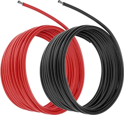 Produktbild von QWORK® 10AWG 6mm² Silikon Elektronik Kabel - 5m Schwarz/Rot