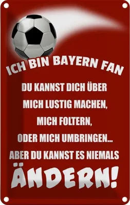 Produktbild von vianmo Blechschild 18x12 cm ich bin Bayern Fan Fussball Sport Hobby