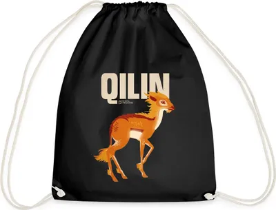 Produktbild von Spreadshirt Phantastische Tierwesen 3 Qilin Einhorn Turnbeutel, One size, Schwarz