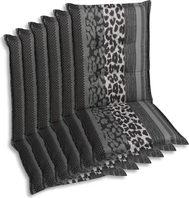 Produktbild von GO-DE Textil, Sesselauflage Mittellehner, 6er Set, Farbe: anthrazit, Maße ca.: 108 cm x 50 cm x 7 cm, Rückenhöhe: 60 cm