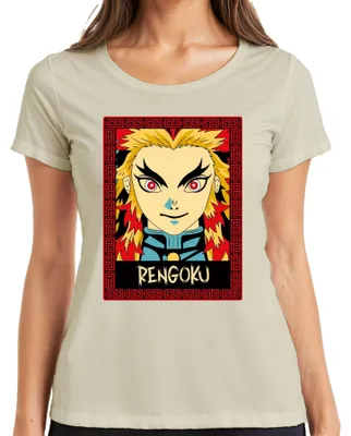 Zdjęcie produktu dla RENGOKU Kyojuro – koszulka damska z motywem z anime „Demon Slayer”, kolor naturalny, rozmiar XL