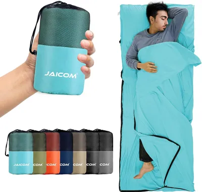 Produktbild von JAICOM Hüttenschlafsack, Ultraleichter Seideschlafsack für Reise, 2in1 Bequemer und Weicher Schlafsack kleines Packmaß aus Mikrofaser, Ideal