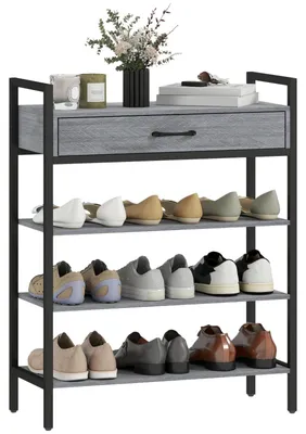 Produktbild von 4-stufiges Schuhregal, Flurregal für bis zu 9 Paar Schuhe, Spanplatte, für Flur Schuhaufbewahrung