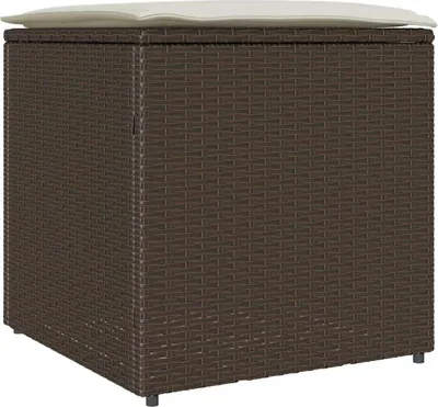 Produktbild von vidaXL Kissenbox mit Speicher Braun 50 x 50 x 50 cm Poly-Rattan
