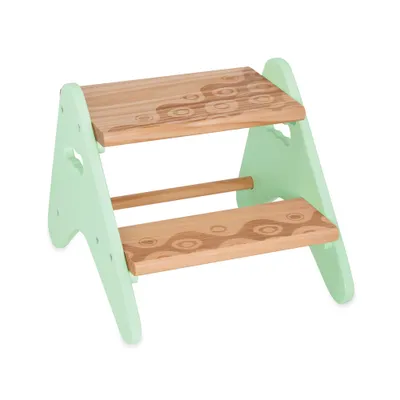 Produktbild von B. spaces Stabiler Tritthocker Kinder aus Holz – Hocker, Schemel mit 2 Stufen – Kindermöbel mintfarben für Bad, Küche, Kinderzimmer ab 2 Jahre, Klein, Mint