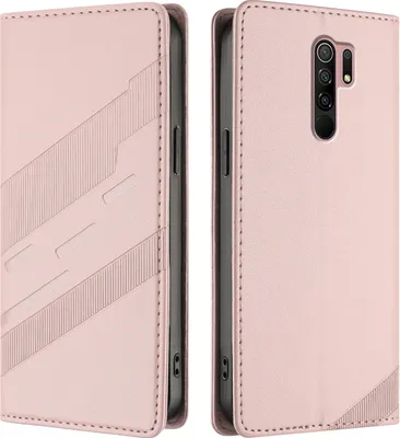 Produktbild von Hülle für Xiaomi Redmi 9, Kunstleder Brieftaschen Handyhülle mit Kartenfach und Standfunktion Pink
