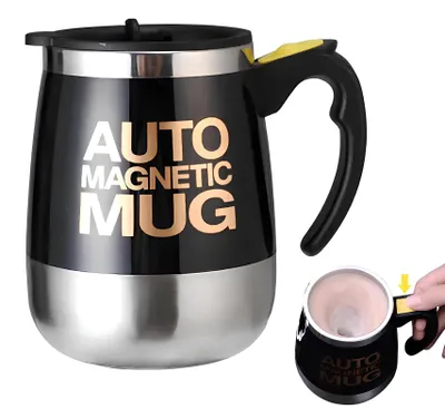 Image de Tasse thermique auto-mélangeante, tasse paresseuse avec fonction de mélange des boissons après avoir appuyé sur un bouton, parfait pour le café ou le cacao