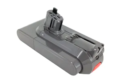 A gray battery pack for a vacuum cleaner is shown against a white background.