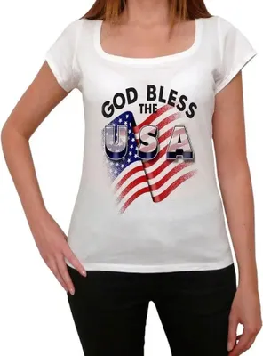 Produktbild von Damen Grafik T-Shirt Gott segne die usa – God Bless The Usa – Öko-Verantwortlich Vintage Jahrgang Kurzarm Lustige Druck Geburtstag Geschenk Frau