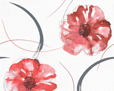 Produktbild von A.S. Création Papiertapete Aquarelle, grau, rot, 10,05 m x 0,53 m, 940885, 94088-5