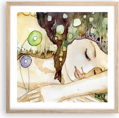 Produktbild von Gerahmtes Poster - Rahmen in heller Eiche - Frau modern - 50x50 cm - Wand Bild - Wanddeko - Wandbilder - Kunstposter - Wandposter - Bilderrahmen - Bilder - Kunstdruck - Wandbild - P2NAC50x50-3553