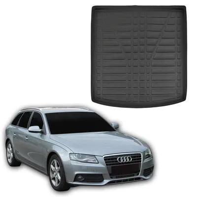 Produktbild von SCOUTT | Kofferraumwanne Laderaumwanne Kompatibel mit Audi A4 B8 Avant / SW 2008-2015, mit Hoher Rand, Kofferraum-Schutzmatte, Geriffelt, Aufrollbar, Schwarz