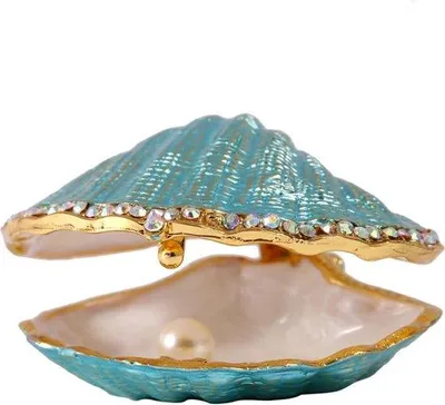 Produktbild von Famanu Schmuckkästchen Ringhalter Metall Muschelfigur - Blau