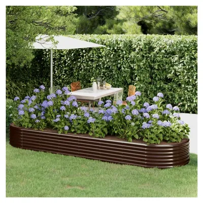 Produktbild von Hochbeet aus pulverbeschichtetem Stahl, witterungsbeständig, für Garten und Balkon, Grau, 249 x 100 x 36 cm
