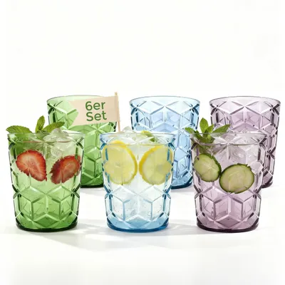 Produktbild von Tritan Trinkgläser, 6er Set bunt,  Diamond Design