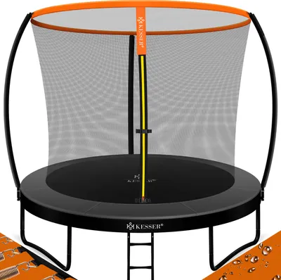 Produktbild von KESSER® Trampolin Gartentrampolin | Rheinland GS  | Kindertrampolin bis 150 kg | Komplettset mit Sicherheitsnetz, Leiter, Randabdeckung, Seitentasche & Zubehör