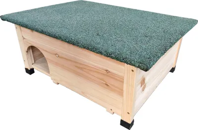 Immagine prodotto di Relaxdays Casetta per ricci con base, ingresso a labirinto e tetto resistente alle intemperie, legno, A x L x P: 25 x 57 x 44 cm, casetta per ricci, color naturale