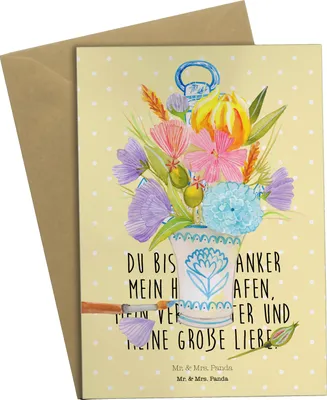 Produktbild von Mr. & Mrs. Panda Grußkarte Blumenvase - Geschenk, Blume, hochzeitskarten, osterkarten, Dekoration, Blumen, weihnachtskarten, Pflanzen, Grußkarten, einladungskarten, Vase