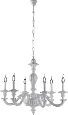 Immagine prodotto di Leonardo Lampadario in legno bianco shabby 6 luci 130 Ø74 BL180-6-BCO