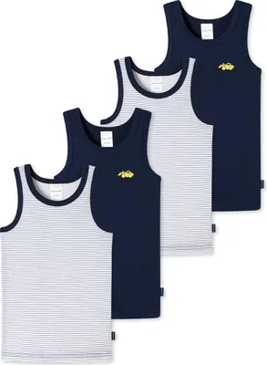 Produktbild von Schiesser 4er Pack Kids Boys Feinripp Organic Baumwolle Unterhemd / Tanktop Mit komfortablem Rundhalsausschnit, Herrlich bequeme Feinripp-Qualität , Aus reiner Baumwolle