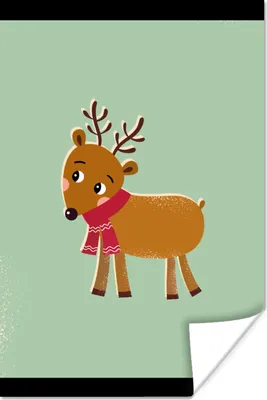 Produktbild von MuchoWow® Poster Rentier - Weihnachten - Winter - Grün 60x90 cm - Wanddekoration