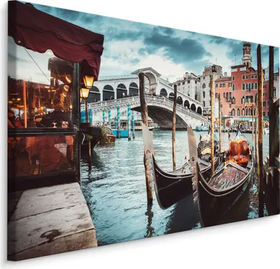 Produktbild von Fabelhafte Canvas LEINWAND BILDER 120x80 cm XXL Kunstdruck Venedig Gondeln Brücke