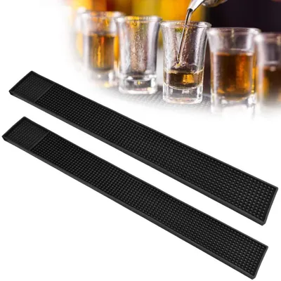 Gummi-Barmatte 2er-Set, 8 x 60 cm, rutschfest, schwarz