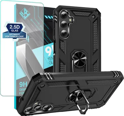 Produktbild von Armor Outdoor Handyhülle für Samsung Galaxy A25 5G Handy Panzer Case Schutzhülle mit 9H Displayglas Displayschutz Farbe: Schwarz