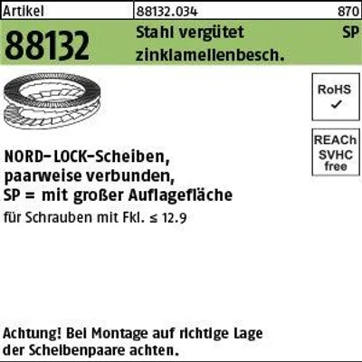 Produktbild von Unterlegscheibe R 88132 geklebt NL 14 SP Stahl vergtet zinklamellenbeschichtet