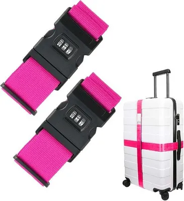 Produktbild von Famanu Koffergurt Set mit Zahlenschloss – Rosa