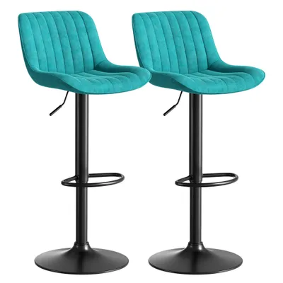 Produktbild von Barhocker Samt Barstühle-Set Höhenverstellbar 360° Drehbarer Polsterhocker (2er Set), 2er Set Bistrohocker mit Fußstütze
