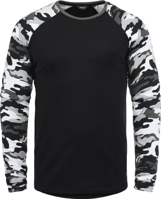 Produktbild von SOLID SDCajus Herren Longsleeve Langarmshirt Shirt mit Camouflage-Muster Rundhals-Ausschnitt Baumwollmischung Regular fit