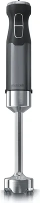 A studio shot of a handheld immersion blender.