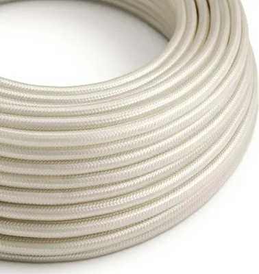Immagine prodotto di Creative-Cables Cavo elettrico rivestito in tessuto, 3 x 0,75 mm², 10 m, Bianco Perla RM00, Rotondo, effetto seta