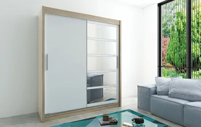 Produktbild von MINIO Kleiderschränk 200 cm ROMA 1 Sonoma Eiche / Weiß