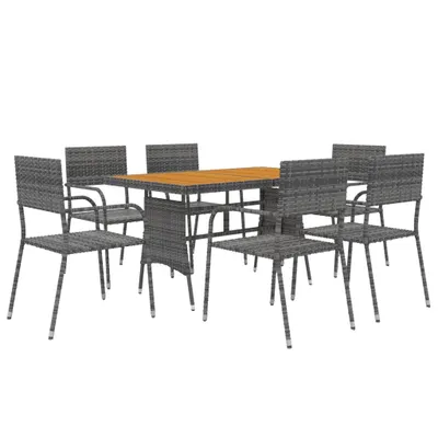 Immagine prodotto di Set da Pranzo per Esterni 7 pz in Polyrattan Grigio