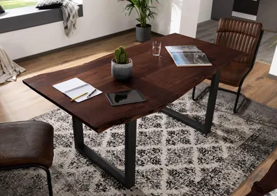 Immagine prodotto di MASSIVMOEBEL24 | Piano tavolo in legno acacia - oliato / marrone 120x90  FREEFORM 3