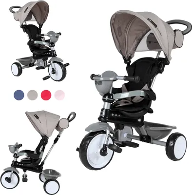 Produktbild von Lorelli Dreirad One ab 1 Jahr mit Schubstange, Kinderdreirat mit Elterngriff und UPF50 Sonnenschutz, grau