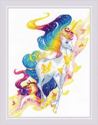 Produktbild von Riolis-Set für Kreuzstich „Fairy Unicorn“, 24 x 30 cm