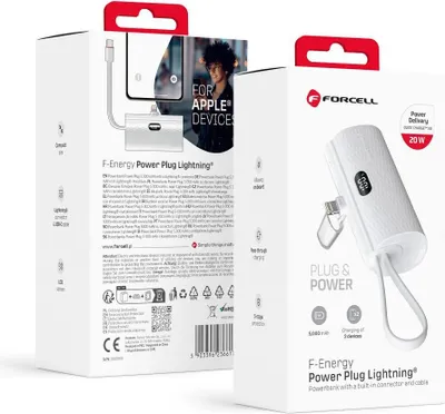 Immagine prodotto di Forcell, 5000mAh Powerbank iPhone Lightning e connessione USB-C 20W, bianco