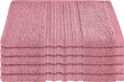 Produktbild von Schiesser Frottier Gästetuch Milano im 5er Set | 100% Baumwolle aus nachhaltiger Produktion | weich, saugstark, farbecht | 30x50cm | Malve