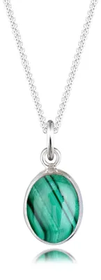 Productafbeelding van Elli collier voor dames, malachiet edelsteen hanger, 925 sterling zilver