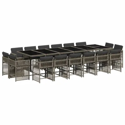 Produktbild von vidaXL 17-tlg. Garten-Essgruppe mit Kissen Grau Poly Rattan