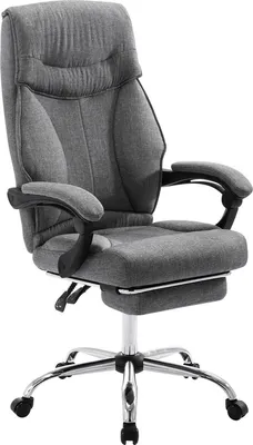 Produktbild von Happyment Ergonomischer Bürostuhl – Mit Fußstütze – Höhenverstellbar – Auf Rollen – Für Erwachsene – Grau – Stoff