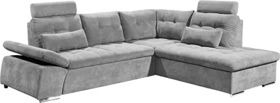 Produktbild von Ecksofa mit Schlaffunktion und Kopfstützen in dunkelgrau, L-Form mit Recamiere rechts, Serie NOTTINGHAM-09