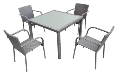 Produktbild von Modernes 5-teiliges Gartenmöbel Set AVVICENTE Robuste Essgruppe mit Tisch