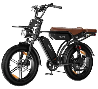 Image de Fatbike électrique VELOPRO M9, 250 W, deux batteries 48 V 17,5 Ah, pneus 20 × 4,0 pouces, suspensions avant et arrière, Noir