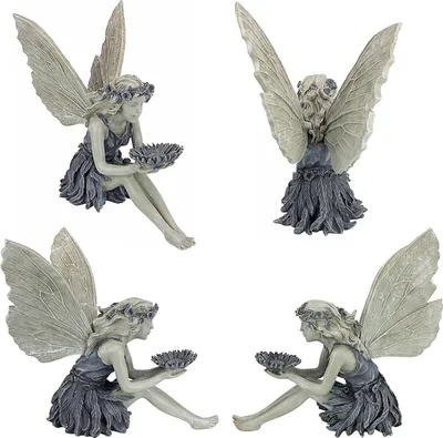 Produktbild von Elfen Figuren Dekoration - Figur Harz Handwerk Gartendekoration Garten Ornament - Sitzende Magische Fee Landschaftsbau Gartenfiguren Engel - Feenfigur Ornamente